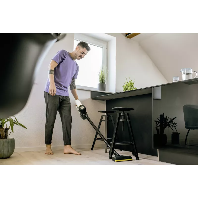 Vertikālais putekļsūcējs Karcher 2-in-1 VC 4, bez maisiņa, bezvada 21.6V Li-Ion, 30 min darbības laiks, HEPA, 2 ātrumi, dzeltens/melns