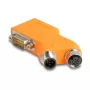 DELOCK CAN kopnes sadalītājs D-Sub 9 (vīr./siev.) uz M12 5-pinu A-kodētu (vīr./siev.) 35° oranžs