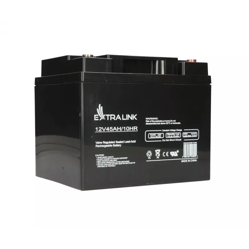 UPS akumulators Extralink Accumulator AGM 12V 45Ah — noslēgts svina-skābes (VRLA), 1 gab., melns