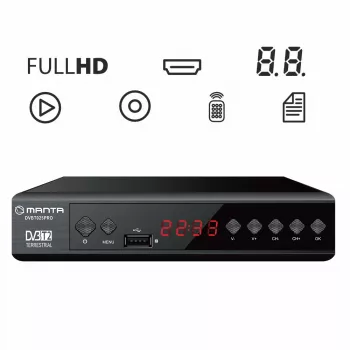 Digitālais TV uztvērējs MANTA DVBT025PRO DVB-T2 Full HD atbalsts USB ierakstīšana