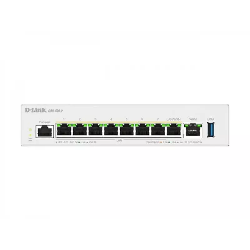D-Link DBR-600-P/B biznesa PoE maršrutētājs, Ethernet WAN, 2.5 Gigabit Ethernet, balts
