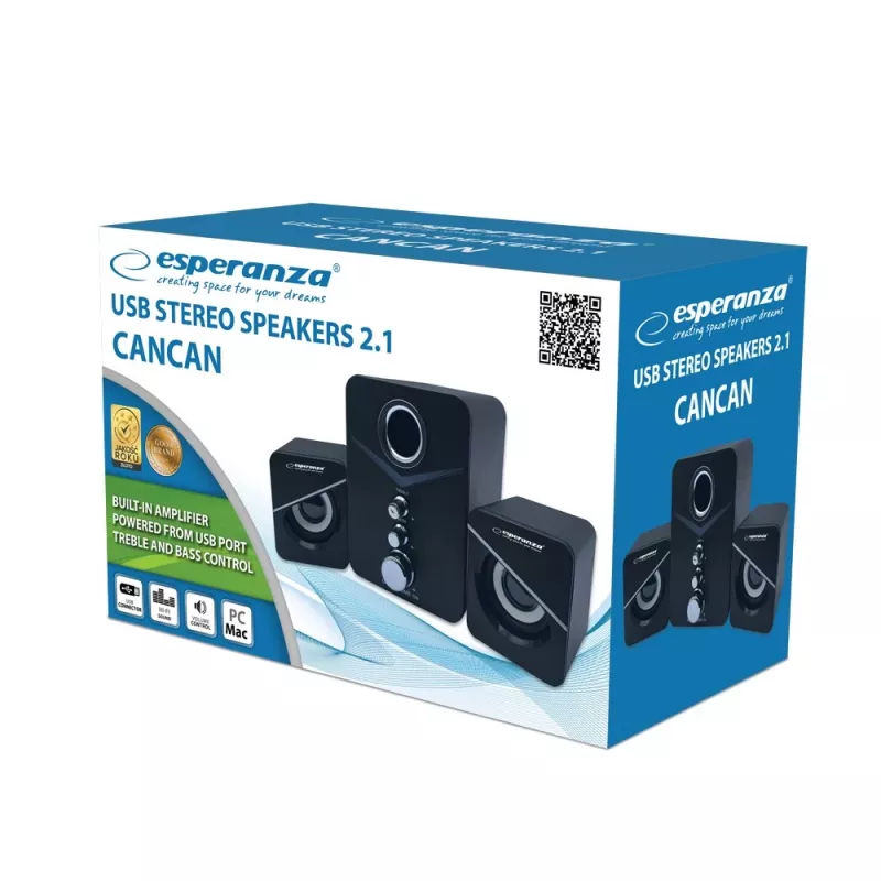 Esperanza EP153 USB 2.1 skaļruņu komplekts 6 W Melns