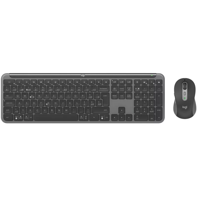 Logitech Signature Slim Combo MK950 biznesam - tastatūras un peles komplekts - 100% - pilna izmēra - bezvadu - Bluetooth 5.1 LE - QWERTZ - Šveice - grafīts (920-012503)