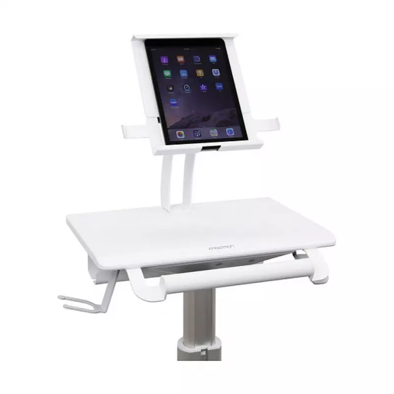 Ergotron planšetdatoru ratiņi, SV10 - ratiņi planšetdatoram / tastatūrai - medicīnas - metāla - balta, alumīnija - ekrāna izmērs: līdz 30,5 cm (līdz 12 collām)