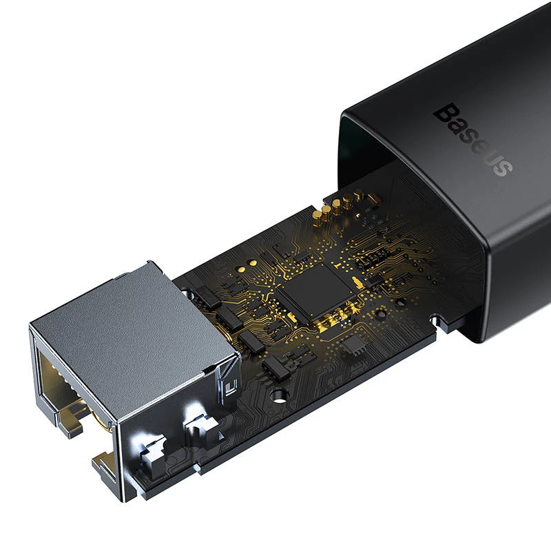 Baseus Lite Series USB–RJ45 tīkla adapteris, 100 Mb/s (melns)