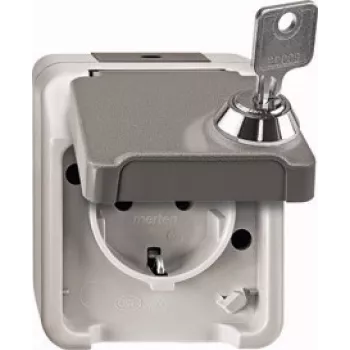 MERTEN MERT aizslēdzama Schuko kontaktligzda MEG2423-8029 atslēga/slēdzene Nr. 200 Gaiši pelēka MEG2423- MEG2423-8029 (MEG2423-8029)