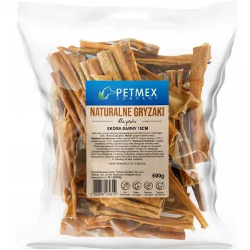 Suņu grauzeklis PETMEX stirnas āda 15 cm 500 g — žāvēts stirnas ādas grauzeklis