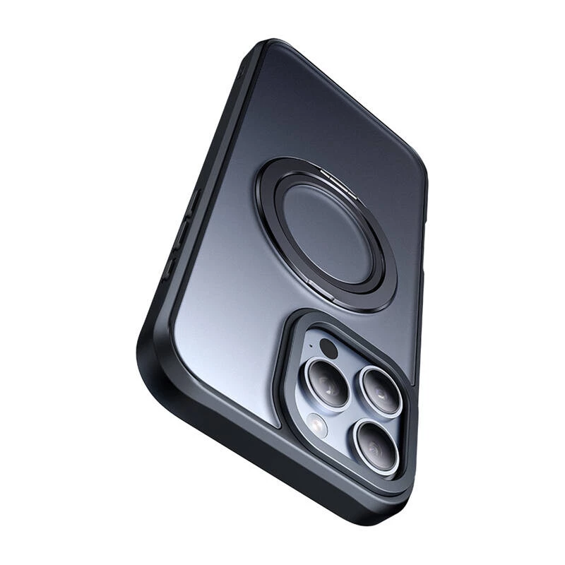 McDodo PC-4932 aizsargapvalks iPhone 16 Pro ar integrētu statīvu, melns