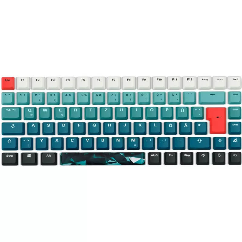 tastatūra Sharkoon SKILLER SGK50 S3 Design Bundle D1 pelēkzaļš-sarkans — vadu spēļu tastatūra, kompakts izkārtojums