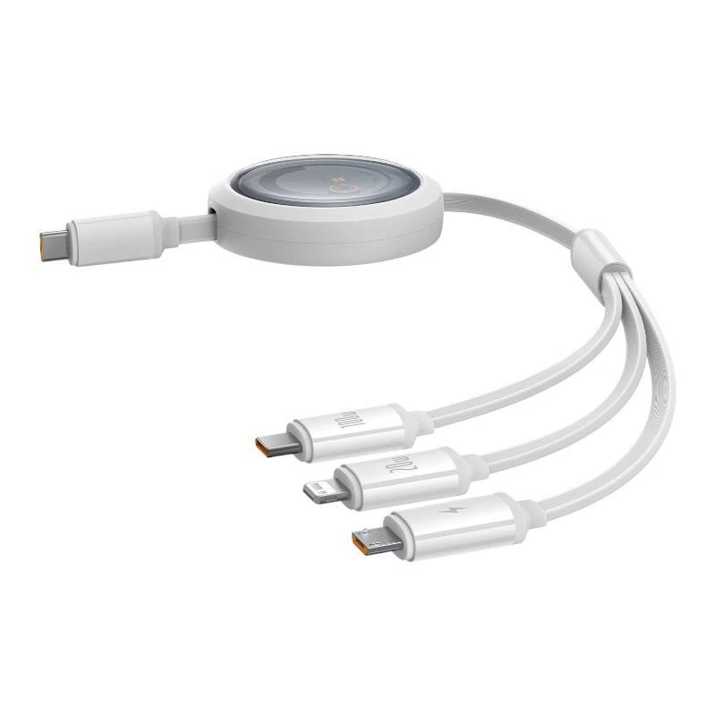 Ātrās uzlādes kabelis 3in1 Baseus Free2Draw USB-C uz USB-C/Lightning/Micro 100W, 1,1m (balts)