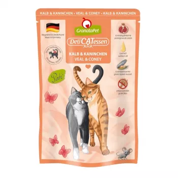 Mitrā kaķu barība Fox4Pets DeliCATessen Teļa un truša gaļa 85 g paciņa, pilnvērtīga barība, bez lipekļa un sojas