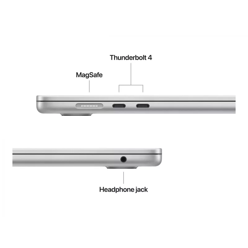 MacBook Air 15, sudraba, M4 (10-CPU/10-GPU), 16GB, 512GB, vācu, 35W Dual USB-C Port barošanas adapteris, MW1H3D/A