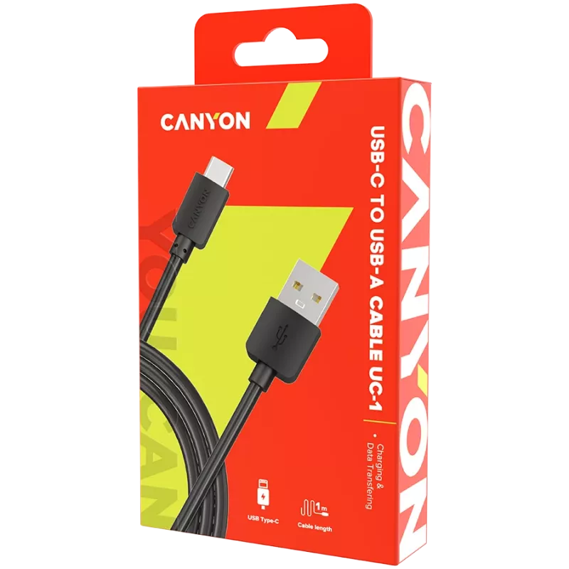 CANYON kabelis UC-1 USB-C 5W 1m Melns