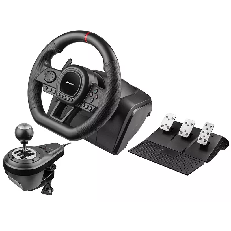 Manuālā pārnesumkārbas pārslēdzējs TRACER TRAJOY47345 — vadu 6-in-1 simracing kontrolieris, 1,8 m kabelis, melns, ergonomisks neslīdošs satvēriens, 270° rotācija
