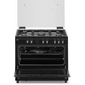 Gāzes-elektriskā plīts MPM MPM-93-KGM-32 90 cm ar gāzes plīts virsmu, elektrisko cepeškrāsni, 5 degļiem, melna, energoefektivitātes klase A