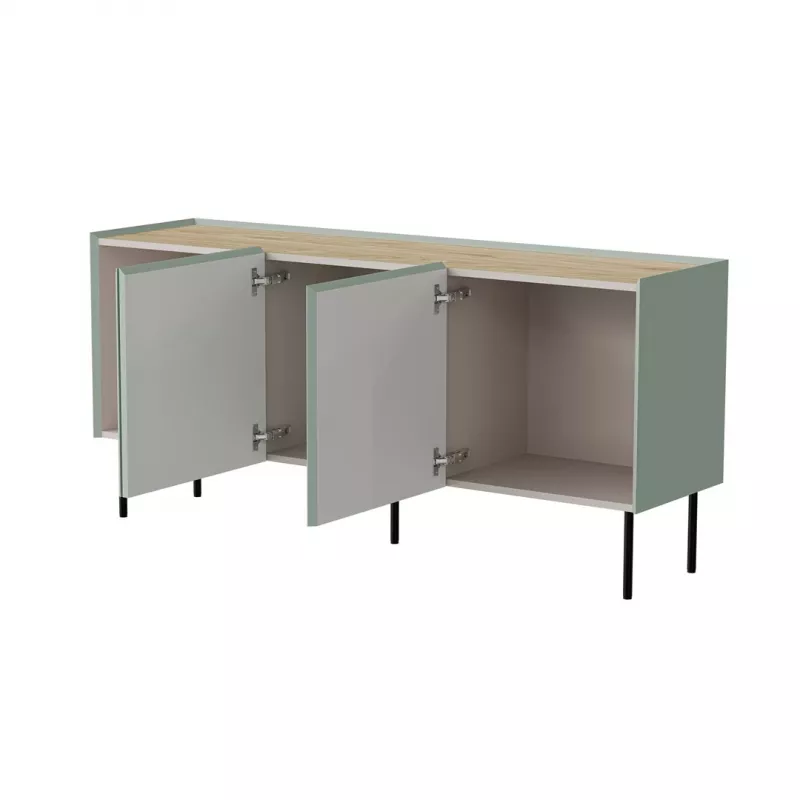 Kumode cama meble FELLINI 150×40×70 cm, olīvkrāsas ar eļļotu ozola virsmu, MDF korpuss