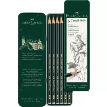 Grafīta zīmulis Faber-Castell 9000 zaļa Wood, 6 gab.