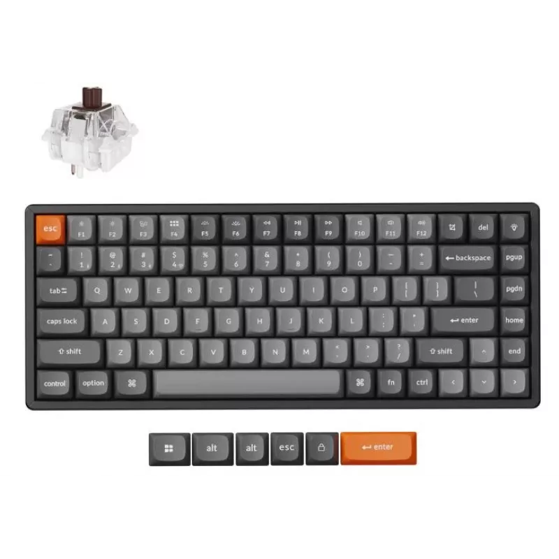 Keychron K2 Max tastatūra, universāla, RF bezvadu, QWERTY, angļu, melna/pelēka, 75% mehāniskā