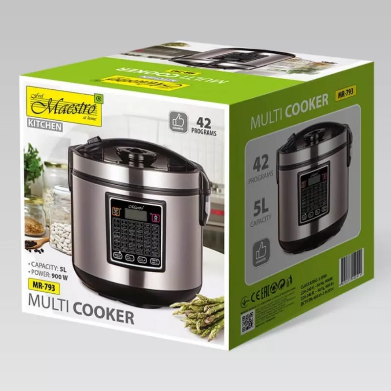 Multivāres katls Maestro MR-793 5 L, 900 W, nerūsējošais tērauds/melns, 42 automātiskās programmas, 40–160°C