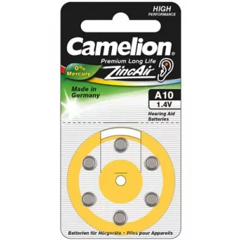 Pogas elementu baterijas CAMELION A10 / DA10 / ZL10 cinka–gaisa — 6 gab.