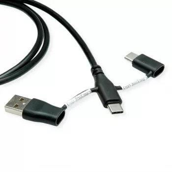 ROLINE USB 2.0 kabelis C tipa ST/ST ar datu bloķēšanas adapteriem A un C — kabelis — digitālais/datu