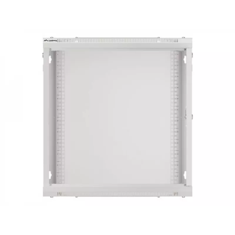 Lanberg pie sienas stiprināms instalācijas plaukts 19 inch 12U 600x600mm pelēks (stikla durvis)
