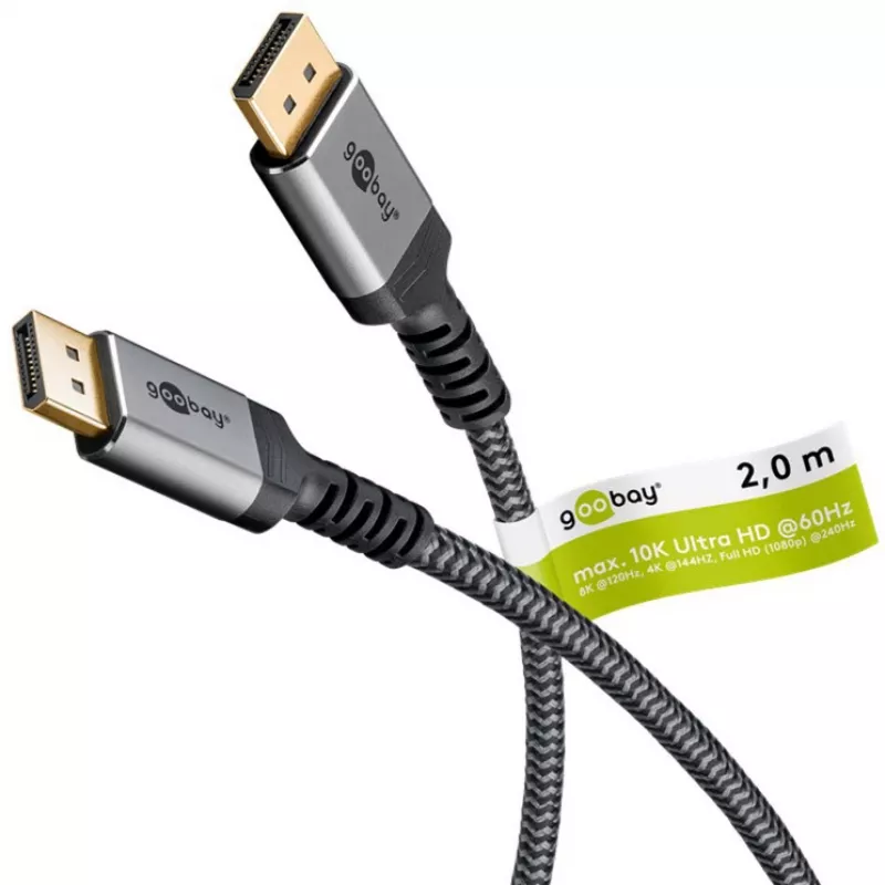 Goobay DisplayPort kabelis 2.0/2.1, 80 Gbit/s | 75685 | DisplayPort uz DisplayPort