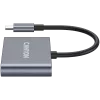 USB-C 3-in-1 centrmezgls CANYON DS-3 tumši pelēks — USB-C uz USB-A + HDMI + strāvas padeves caureja