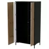 Garderobe cama meble Cama v, melns rāmis, 4 plaukti, 900×550×1840 mm