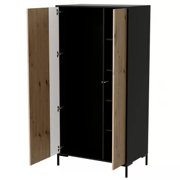 Garderobe cama meble Cama v, melns rāmis, 4 plaukti, 900×550×1840 mm