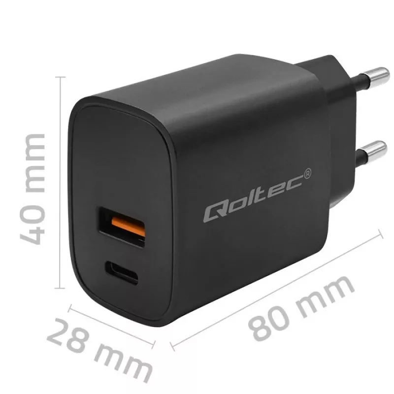 Strāvas adapteris QOLTEC 52377 GaN 30W izeja 5–20V pārnēsājamām ierīcēm
