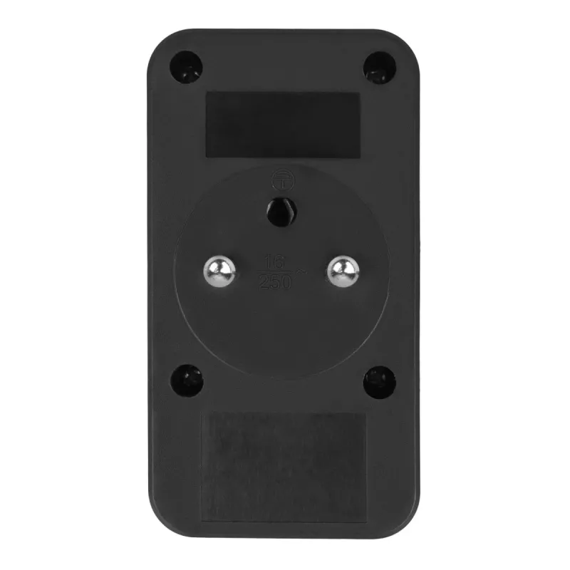 Strāvas sadalītājs MACLEAN MCE249 F/B — 2 maiņstrāvas ligzdas (16A + 6A) ar 2×USB-A un 2×USB-C PD 20W, ES spraudnis, melns