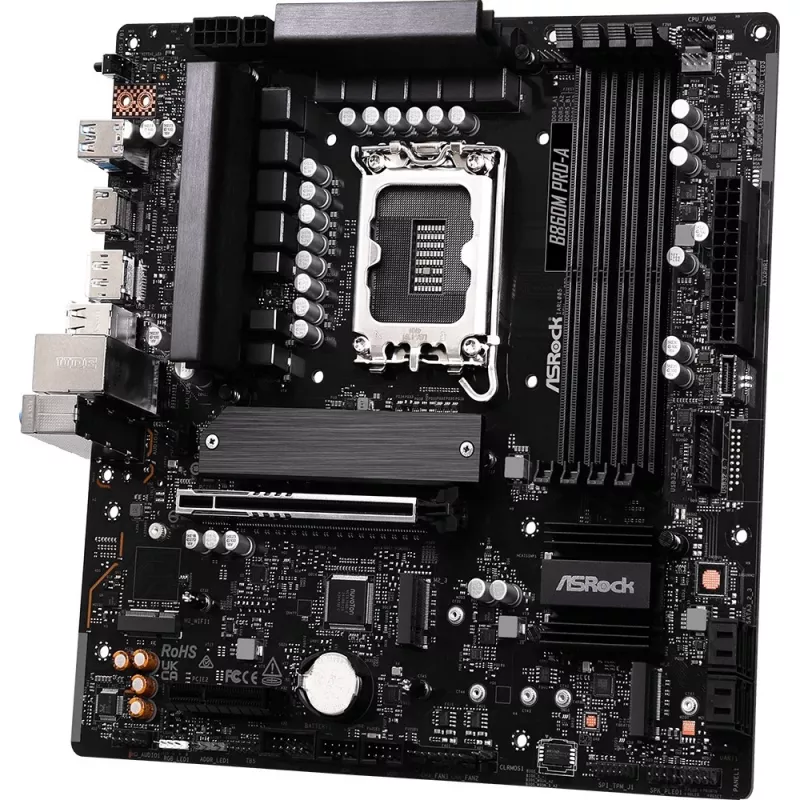 Mātesplate ASRock B860M Pro-A micro ATX — Intel B860, LGA 1851, DDR5, 4 DIMM, līdz 256 GB, 2.5Gb Ethernet