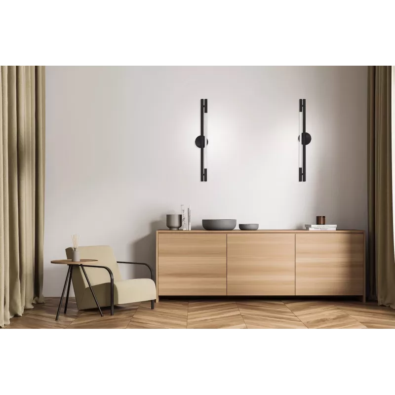 LED sienas lukturis ActiveJet AJE-CHARLIE NW, 1100 lm, 4000 K, 8 W, melns, 798×120×65 mm
