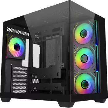 PC Case Cooler Master Elite 681 (E681-KHNN-S00) ATX Midi Tower, Melns, 1×3.5 inch + 2×2.5 inch, 2×USB 3.0, 4×120mm ARGB, Tempered Glass Side