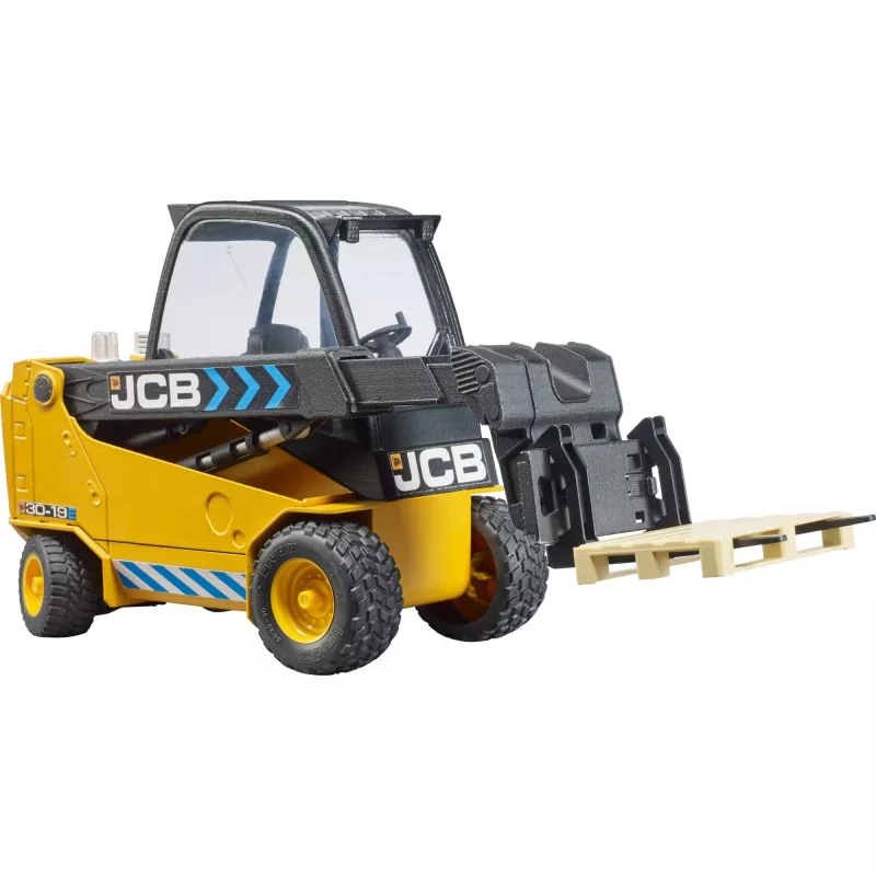 Autoiekrāvēja BRUDER JCB Teletruk rotaļlieta — ABS, ieteicamais vecums 3+, melna un dzeltena