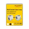 DeLOCK 11501 strāvas spraudņa adapteris, tips F, balts, 3A USB porti