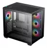 PC korpuss DeepCool CG530 4F Midi Tower Melns — rūdīts stikls, ATX/ITX/Micro ATX, 3x120mm ventilatori, USB-C