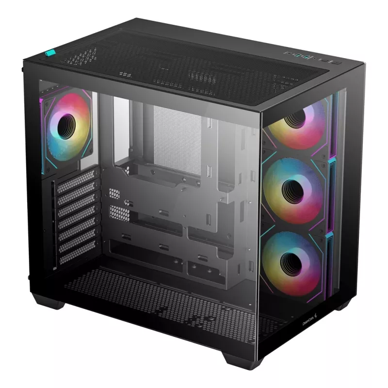 PC korpuss DeepCool CG530 4F Midi Tower Melns — rūdīts stikls, ATX/ITX/Micro ATX, 3x120mm ventilatori, USB-C