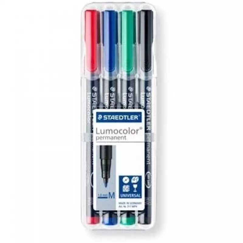 Pastāvīgais marķieris Staedtler Lumocolor 317 WP4 melna zila zaļa sarkana
