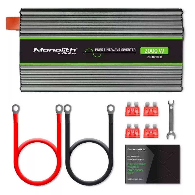 Auto invertors Qoltec Monolith 2000 W melns 12 V