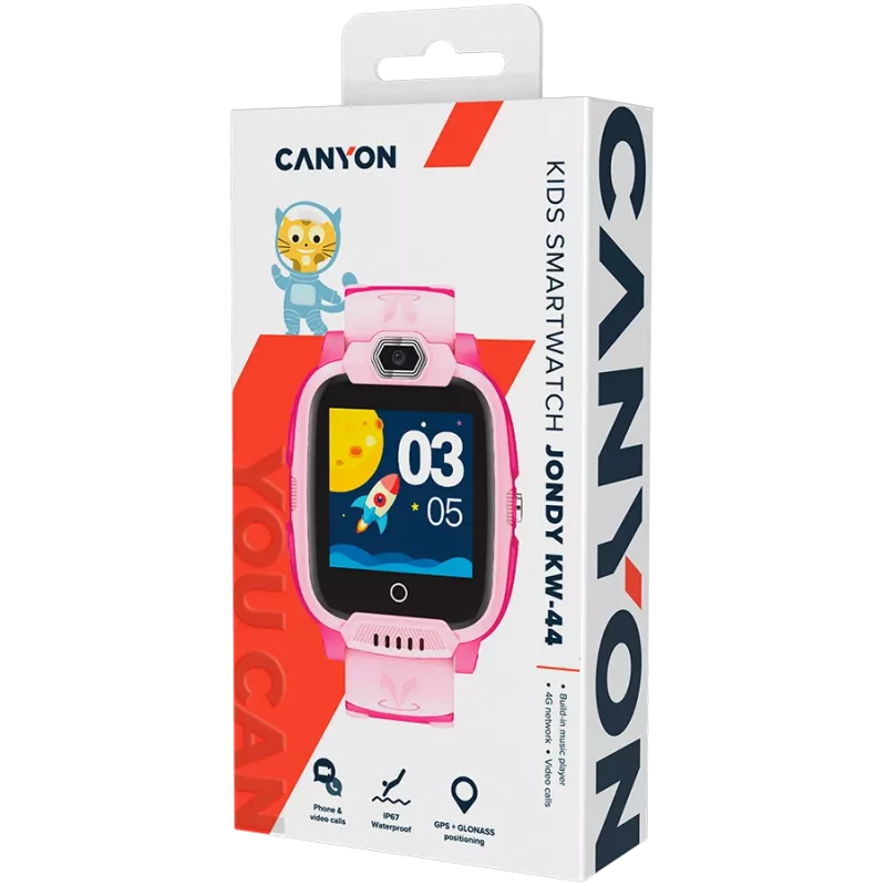 CANYON bērnu pulkstenis Jondy KW-44 4G kamera GPS mūzika rozā