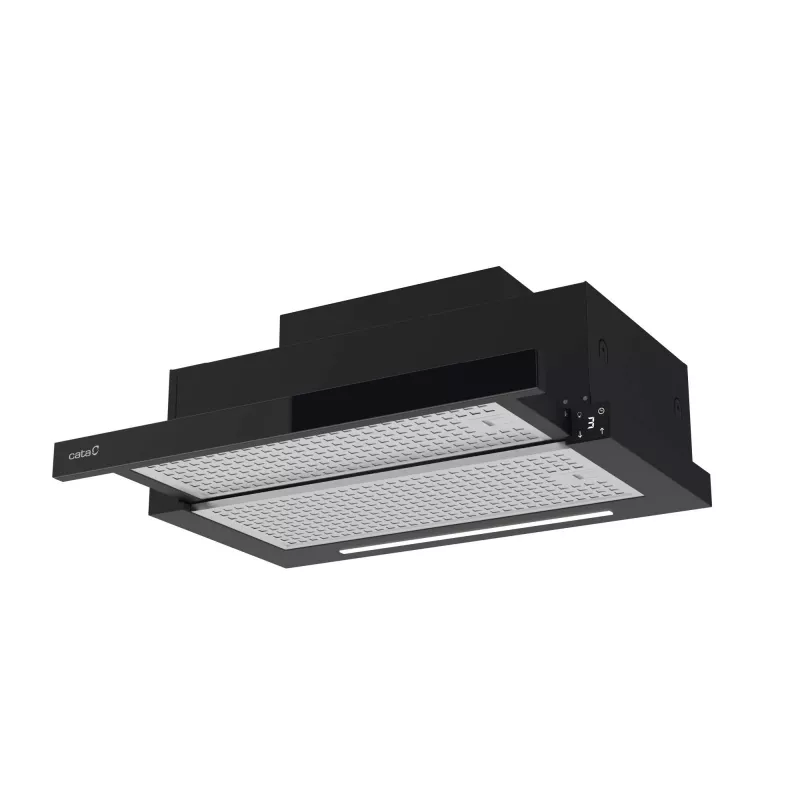 Daļēji iebūvējams (izvelkams) tvaika nosūcējs CATA TFH 6830 GBK — 600 mm, 600 m³/h, melns, skārienvadība