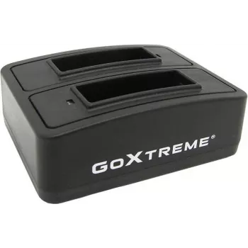 GoXtreme Dual Vision 4K akumulatoru uzlādes stacija – divu nodalījumu lādētājs darbības kameru akumulatoriem, modelis 01492