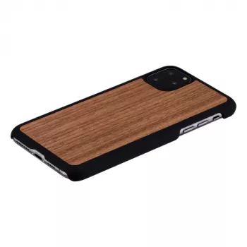 viedtālruņa maciņš man and wood iPhone 11 Pro Max — melnais valrieksts, koka aizmugure, aizsargrāmis