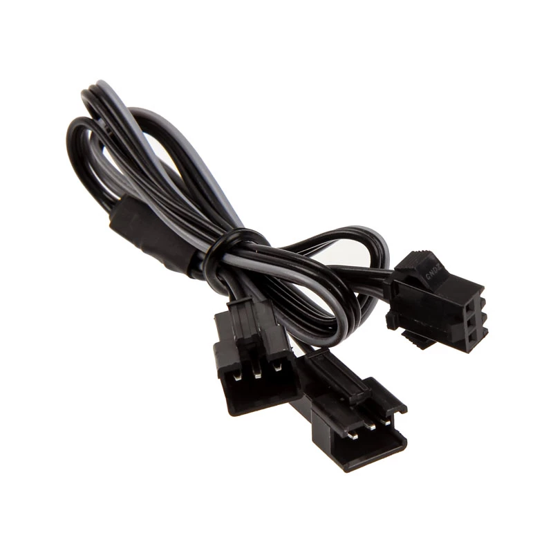 Iekšējais strāvas kabelis PHANTEKS PH-CB-DRGB3P — 3 kontaktu uz 2× Molex (3 kontaktu), melns/pelēks