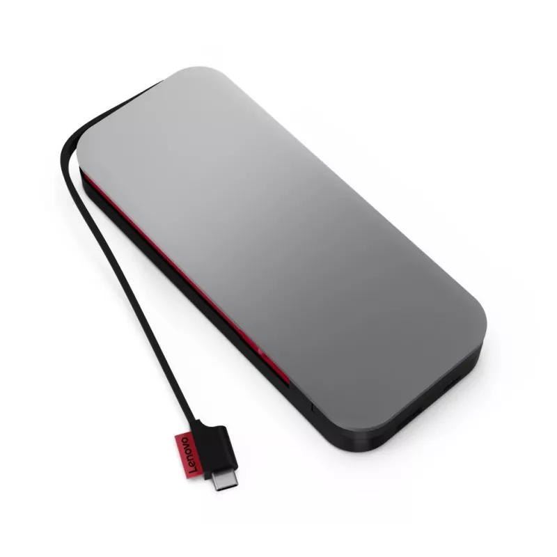 Lenovo Go USB-C klēpjdatora ārējais akumulators (20 000 mAh), litija jonu, melni pelēks, USB A un C tipa
