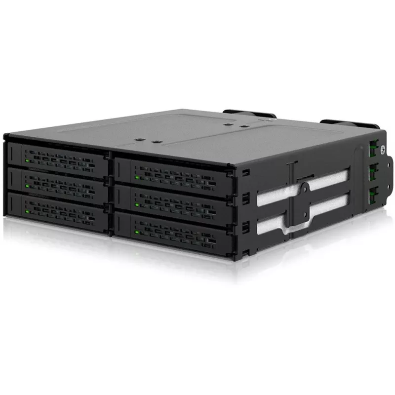 Icy Dock ToughArmor MB118VP-B - Speichergehäuse - 6 x U.2/U.3 NVMe SSD, Mobile Rack für 5,25 Schacht, mit SlimSAS SFF-8654 8i - 2.5 (6.4 cm)