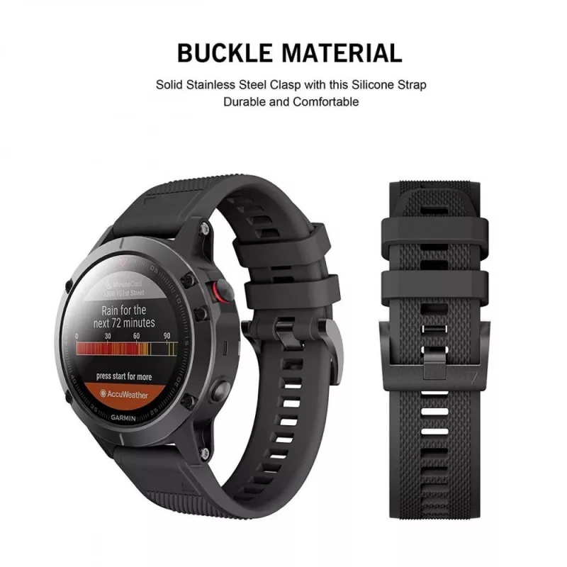 Pulksteņa siksniņa Tech-Protect Garmin Fenix sērijai — saderīga ar Fenix 3, 5X, 3HR, 5X Plus, 6X, 6X Pro, 7X — melna