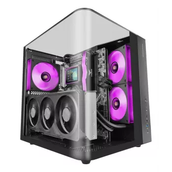 PC Midi Tower Case TACENS Mars Gaming MC-INFINIOLITE, Melns, Rūdīts stikls, atbalsta ATX/Micro-ATX/Mini-ITX, 120 mm ventilatori